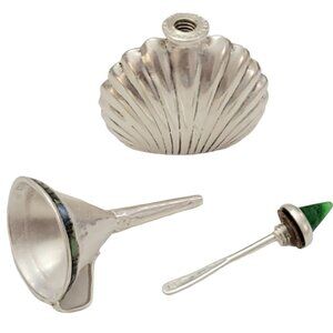 ORMEX Sterling Silver Shell Perfume Scent Bottle And Funnel Set, Signed K245